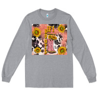 Heather Grey cowgirl boots sunflower Long Sleeve Tee - TumblerDesignByShophia
