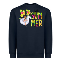 Navy Hello Summer Unicorn Heavyweight Sweatshirt - CowCowDesign