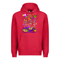Cardinal Mardi Gras Skeletons Premium Hoodie - BundleAndBundleShop