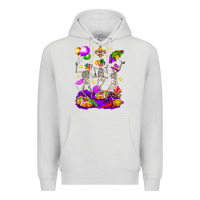 Dove Grey Mardi Gras Skeletons Premium Hoodie - BundleAndBundleShop