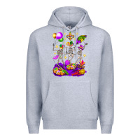 Heather Grey Mardi Gras Skeletons Premium Hoodie - BundleAndBundleShop