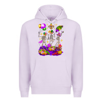 Lilac Mardi Gras Skeletons Premium Hoodie - BundleAndBundleShop