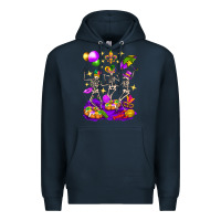Navy Mardi Gras Skeletons Premium Hoodie - BundleAndBundleShop
