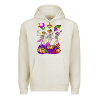 Oatmeal Heather Mardi Gras Skeletons Premium Hoodie - BundleAndBundleShop