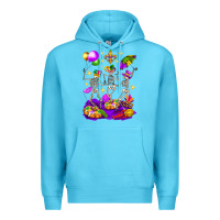 Ocean Blue Mardi Gras Skeletons Premium Hoodie - BundleAndBundleShop