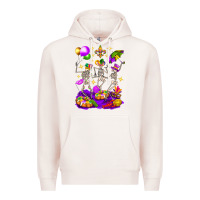 Pale Pink Mardi Gras Skeletons Premium Hoodie - BundleAndBundleShop