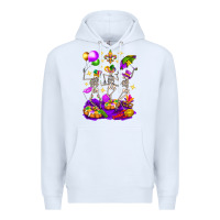 White Mardi Gras Skeletons Premium Hoodie - BundleAndBundleShop