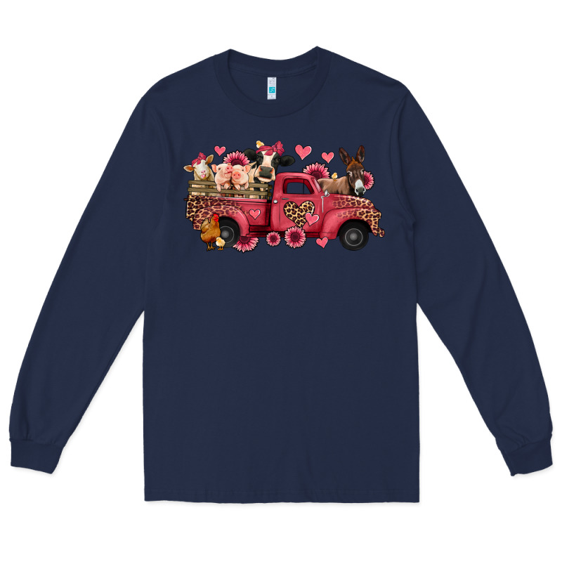 Valentines Day Leopard Farm Animals Truck Long Sleeve Tee by Jasminsmagicworld | Teevron