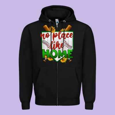 No Place Like Home Baseball Zipper Hoodie Designed By Bundleandbundleshop