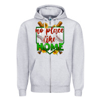 Heather Grey no place like home baseball Zipper Hoodie - BundleAndBundleShop