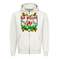 Oatmeal Heather no place like home baseball Zipper Hoodie - BundleAndBundleShop