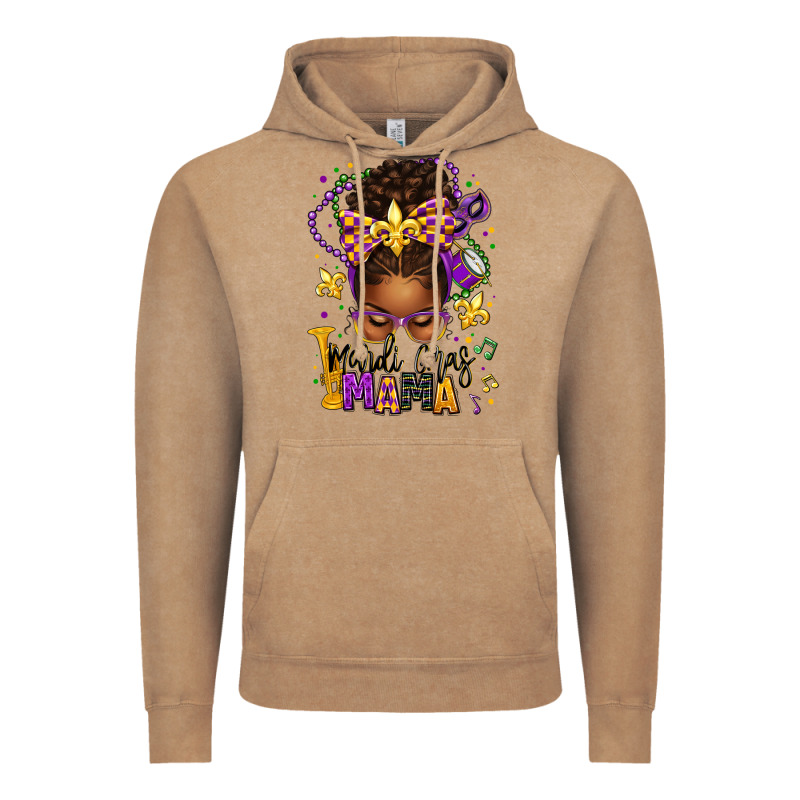 Mardi Gras Mama Afro Messy Bun Vintage Hoodie by texasbilliewilder | Teevron