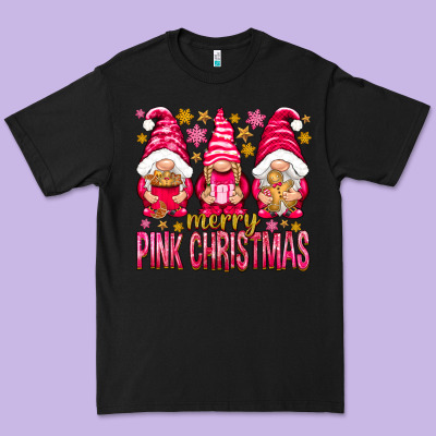 Merry Pink Christmas Gnomes Premium Tee Designed By Nancycooperartshop