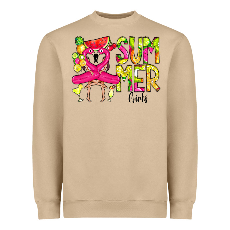 Summer Girls Flamingo Heavyweight Sweatshirt by CowCowDesign | Teevron