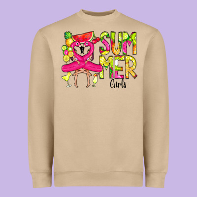 Summer Girls Flamingo Heavyweight Sweatshirt Designed By Cowcowdesign