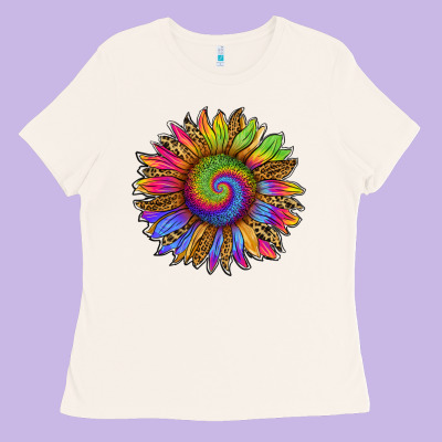 Tie Dye Sunflower Ladies Tee Designed By Ranaportraitstore