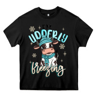 Black i'm udderly freezing baby cow Heavy Core Tee - MaliasSmallBusiness