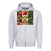 Heather Grey green christmas gnome Zipper Hoodie - FaDigitalArtStudio