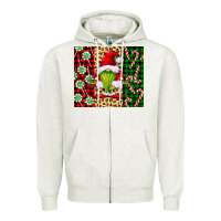 Oatmeal Heather green christmas gnome Zipper Hoodie - FaDigitalArtStudio