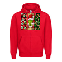 Red green christmas gnome Zipper Hoodie - FaDigitalArtStudio