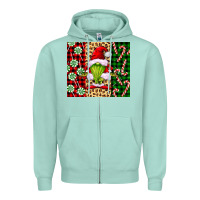 Seafoam green christmas gnome Zipper Hoodie - FaDigitalArtStudio