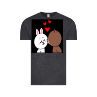Vintage Black brown bear cony bunny rabbit the kiss Vintage Tee - tuanDangUi
