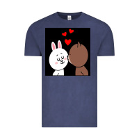Vintage Denim brown bear cony bunny rabbit the kiss Vintage Tee - tuanDangUi