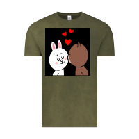 Vintage Olive brown bear cony bunny rabbit the kiss Vintage Tee - tuanDangUi