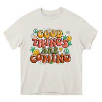 Cream good things are coming Heavy Core Tee - MaliasSmallBusiness