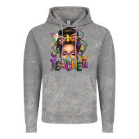 Cloud Rock mardi gras teacher caucasian messy bun Vintage Hoodie - texasbilliewilder