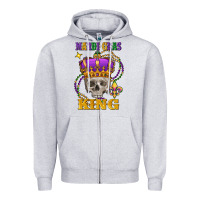 Heather Grey skull mardi gras king Zipper Hoodie - FaDigitalArtStudio