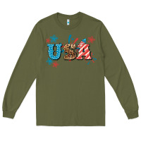 Army Green USA 4th of july Long Sleeve Tee - HowdyJamesFarm