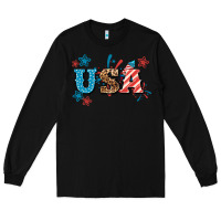 Black USA 4th of july Long Sleeve Tee - HowdyJamesFarm