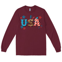Burgundy USA 4th of july Long Sleeve Tee - HowdyJamesFarm