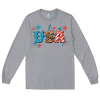 Heather Grey USA 4th of july Long Sleeve Tee - HowdyJamesFarm