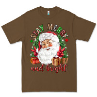 Cacao Stay Merry and bright Christmas with santa Premium Tee - NancyCooperArtShop