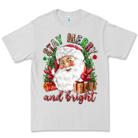 Dove Grey Stay Merry and bright Christmas with santa Premium Tee - NancyCooperArtShop