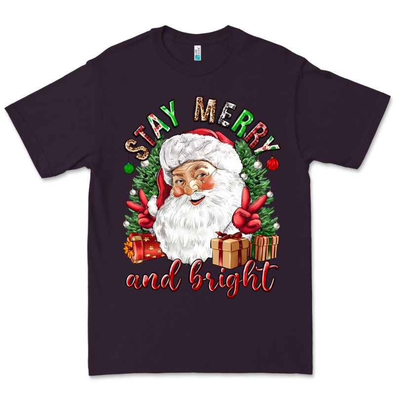 Stay Merry And Bright Christmas With Santa Premium Tee by NancyCooperArtShop | Teevron
