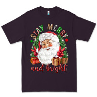 Plum Stay Merry and bright Christmas with santa Premium Tee - NancyCooperArtShop