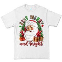 White Stay Merry and bright Christmas with santa Premium Tee - NancyCooperArtShop