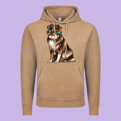 Australian Shepherd With Rope Toy Vintage Hoodie Designed By Texasbilliewilder