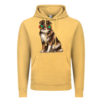 Vintage Mustard australian shepherd with rope toy Vintage Hoodie - texasbilliewilder