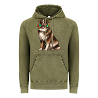 Vintage Olive australian shepherd with rope toy Vintage Hoodie - texasbilliewilder