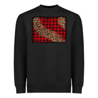 Black leopard buffalo plaid background Heavyweight Sweatshirt - CowCowDesign