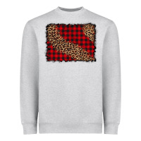 Heather Grey leopard buffalo plaid background Heavyweight Sweatshirt - CowCowDesign