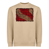 Leopard Buffalo Plaid Background Heavyweight Sweatshirt | Teevron