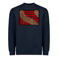Navy leopard buffalo plaid background Heavyweight Sweatshirt - CowCowDesign