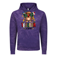 Cloud Purple teacher life blonde caucassian messy bun Vintage Hoodie - texasbilliewilder