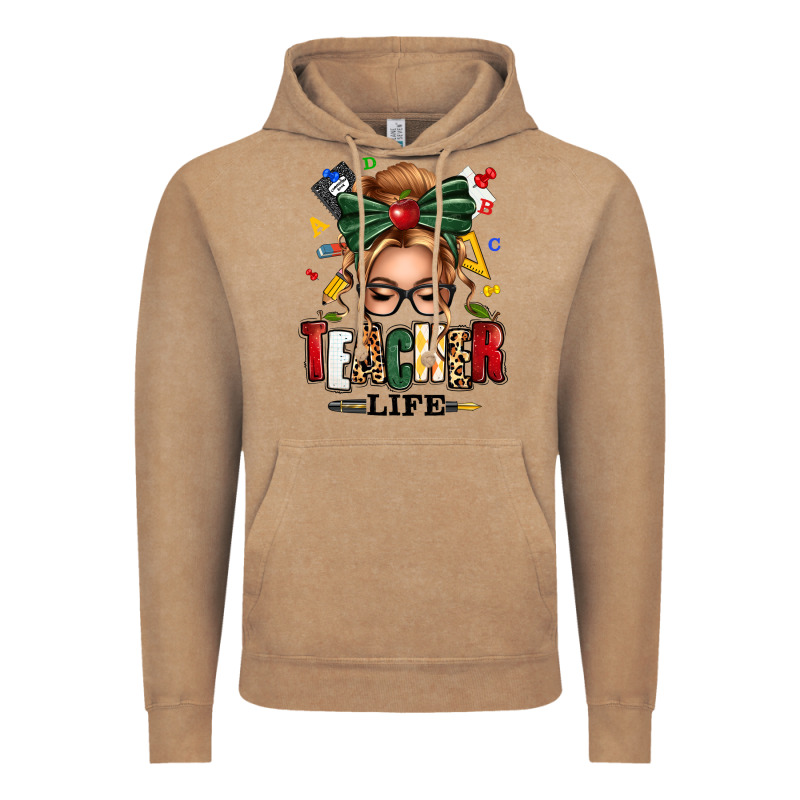 Teacher Life Blonde Caucassian Messy Bun Vintage Hoodie by texasbilliewilder | Teevron