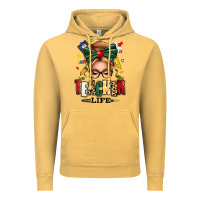 Vintage Mustard teacher life blonde caucassian messy bun Vintage Hoodie - texasbilliewilder